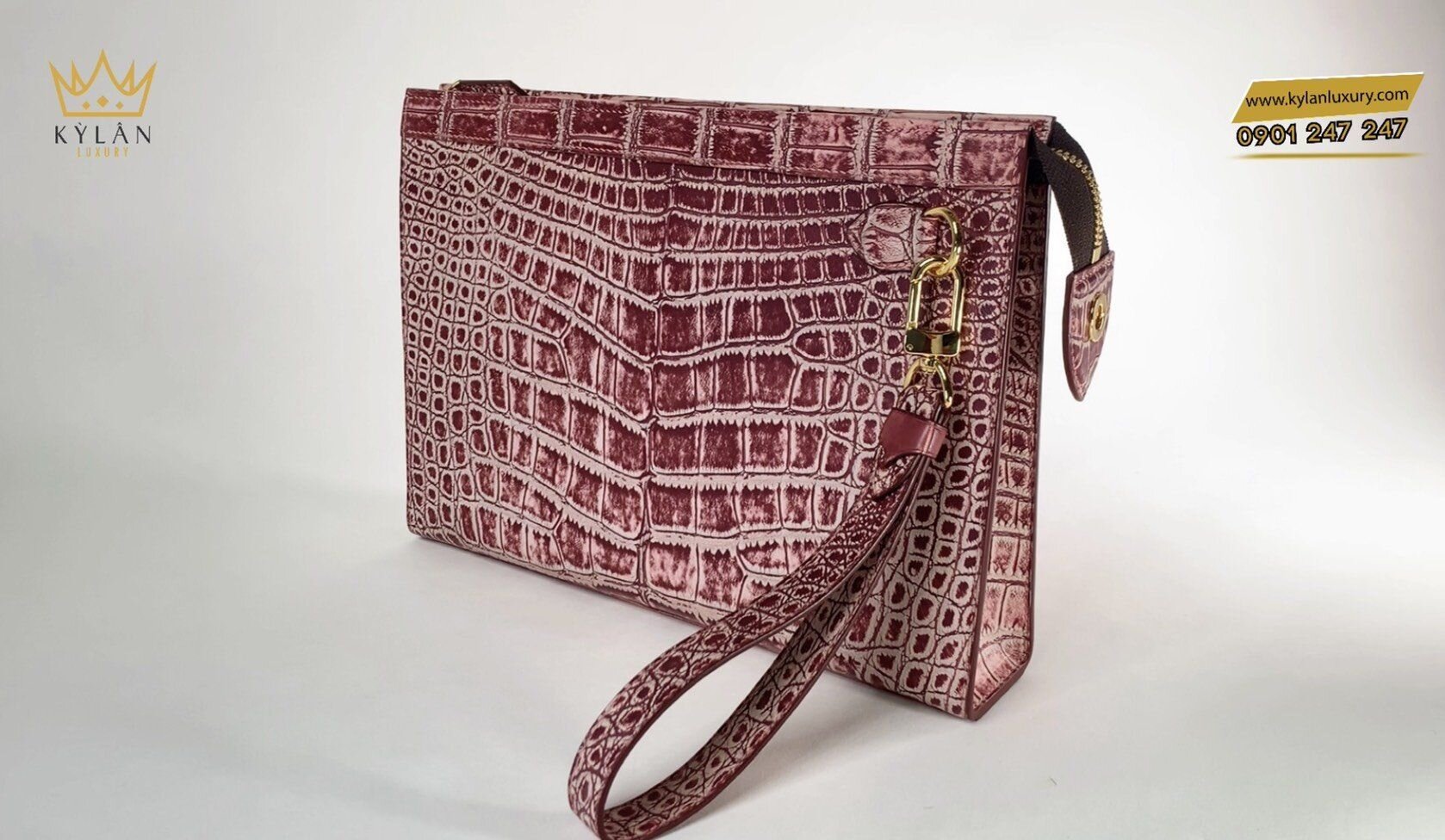 Kỳ Lân Luxury 07003d5cc9d805865cc932 Túi da cá sấu alligator đỏ hồng