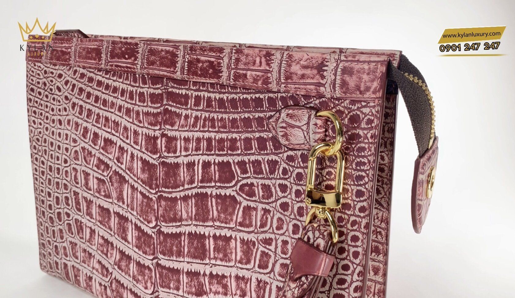 Kỳ Lân Luxury 1b2a787a8cfe40a019ef33 Túi da cá sấu alligator đỏ hồng