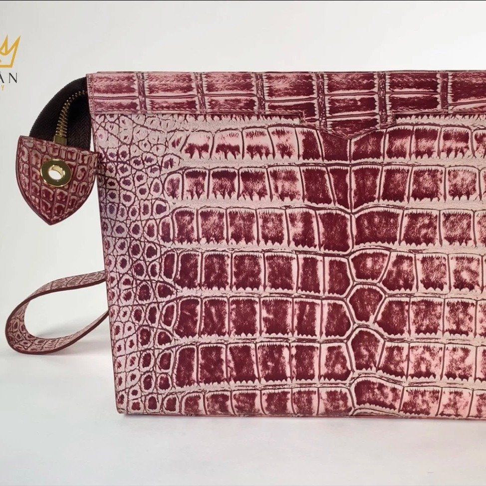 Kỳ Lân Luxury 68603e12ca9606c85f8728 Túi da cá sấu alligator đỏ hồng