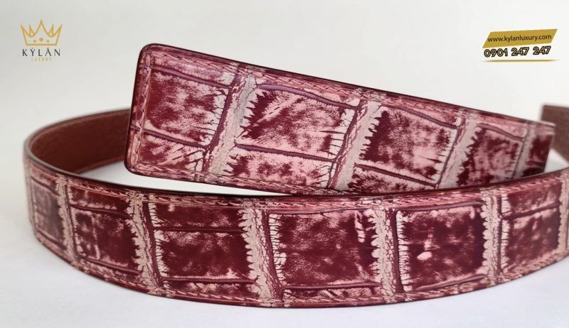 Túi da cá sấu alligator đỏ hồng