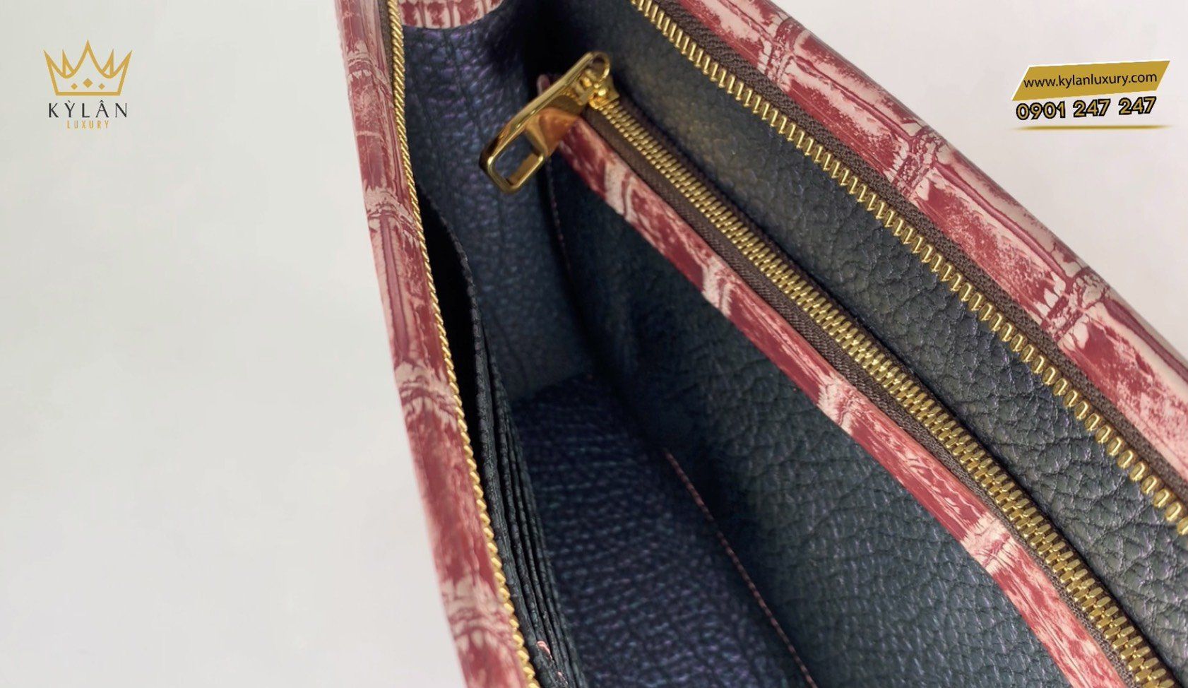 Kỳ Lân Luxury 8a14ee9e1a1ad6448f0b37 Túi da cá sấu alligator đỏ hồng