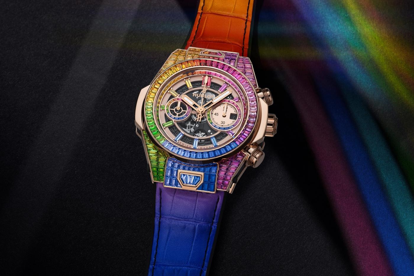 Kỳ Lân Luxury big bang unico full baguette king gold rainbow lf4 0 Điểm danh các mẫu đồng hồ được ra mắt trong tháng 4 năm 2021
