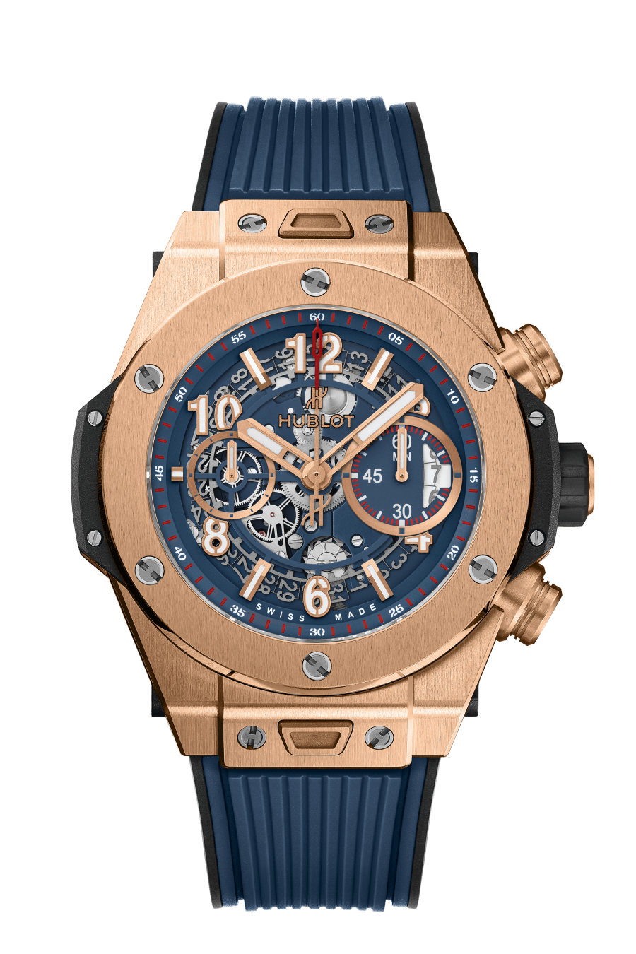 Kỳ Lân Luxury big bang unico king gold blue 45 mm 411 ox 5189 2021 shot 1 HUBLOT BIG BANG UNICO KING GOLD BLUE