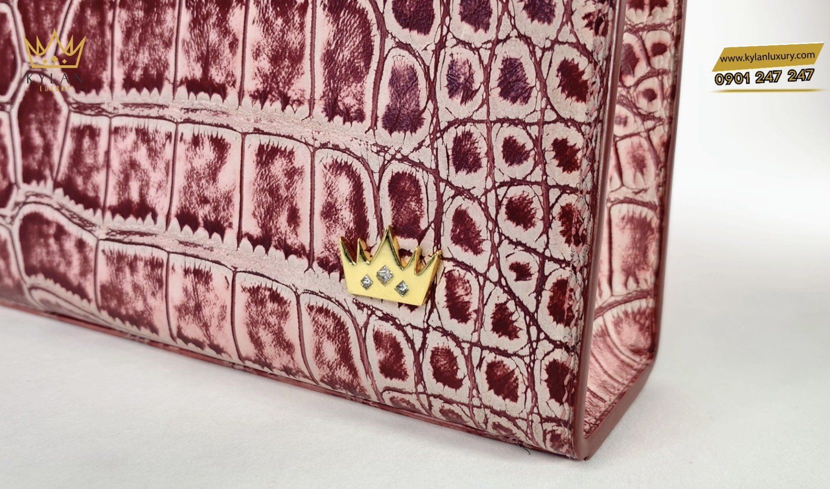 Kỳ Lân Luxury daa53feccb6807365e7930 Túi da cá sấu alligator đỏ hồng