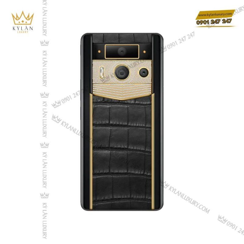 Điện Thoại Metavertu 2 Luxury Custom-Made Gold Plain Weave With Diamond Alligator Skin Web3 Ai Phone – Black