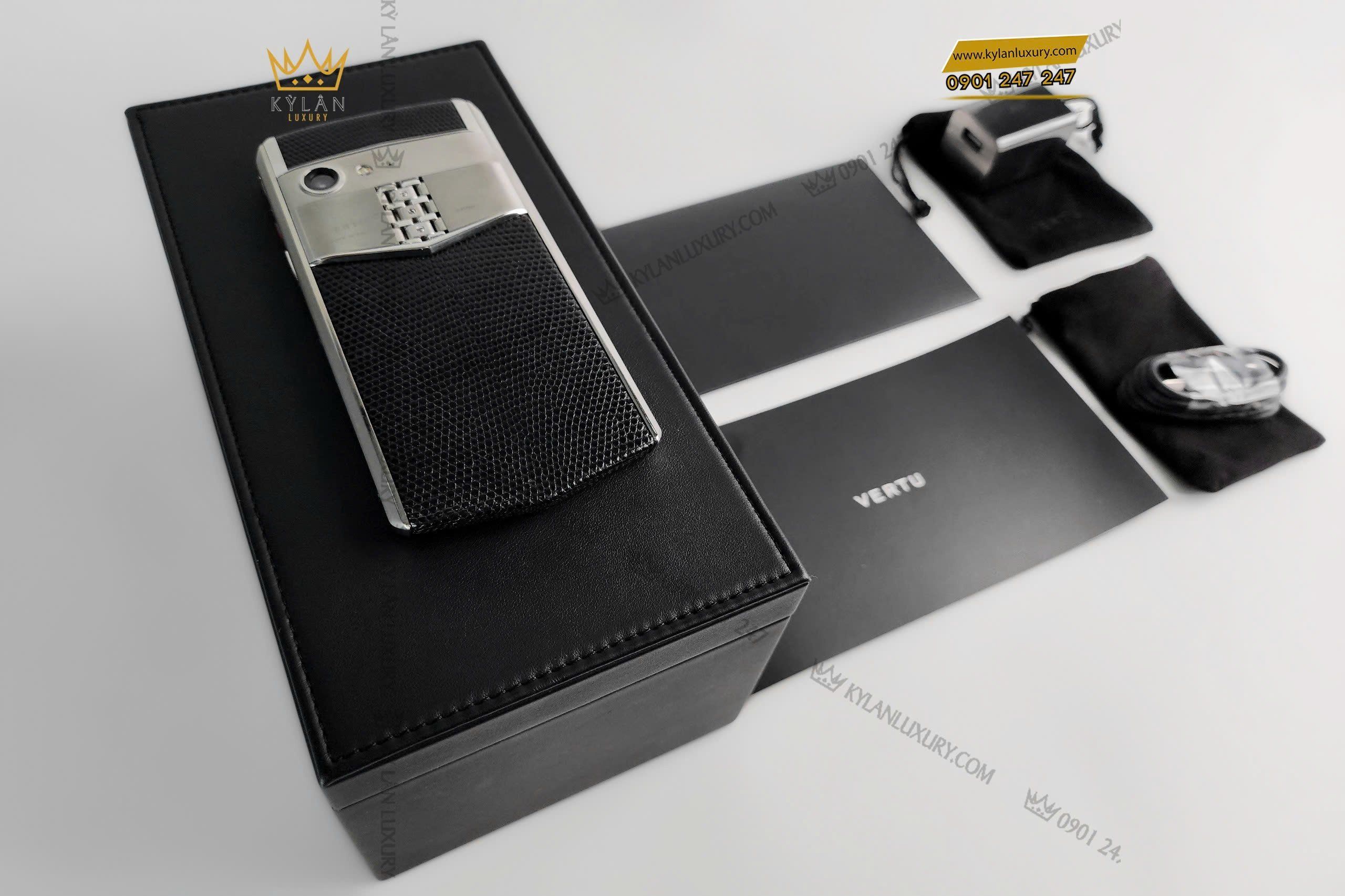 Kỳ Lân Luxury dien thoai vertu aster p da ky da mau den 3 Điện thoại Vertu Aster P da kỳ đà màu đen