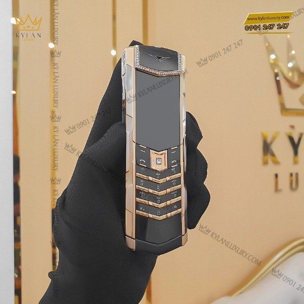 Kỳ Lân Luxury dien thoai vertu signature s gold ziczac mix diamond 1 4 Điện thoại Vertu Signature S Gold Ziczac Mix Diamond