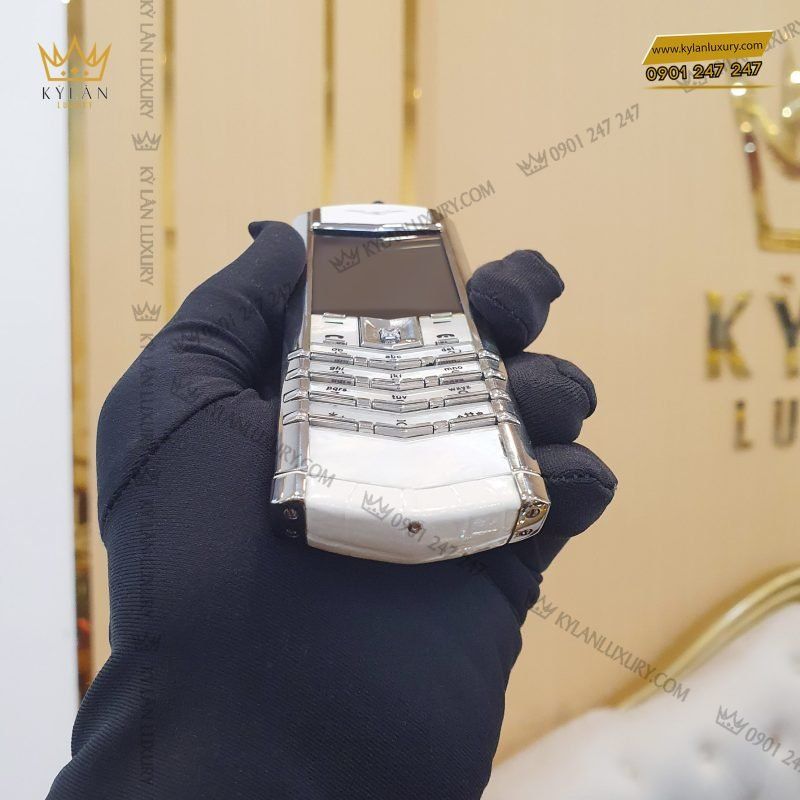 Kỳ Lân Luxury dien thoai vertu signature s white mother of pearl alligator 10 2 1 Điện thoại Vertu Signature S White Mother Of Pearl Alligator