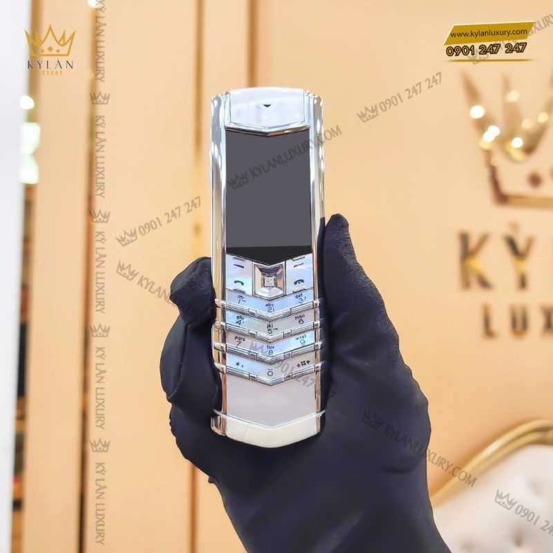 Kỳ Lân Luxury dien thoai vertu signature s white mother of pearl alligator 4 4 1 Điện thoại Vertu Signature S White Mother Of Pearl Alligator