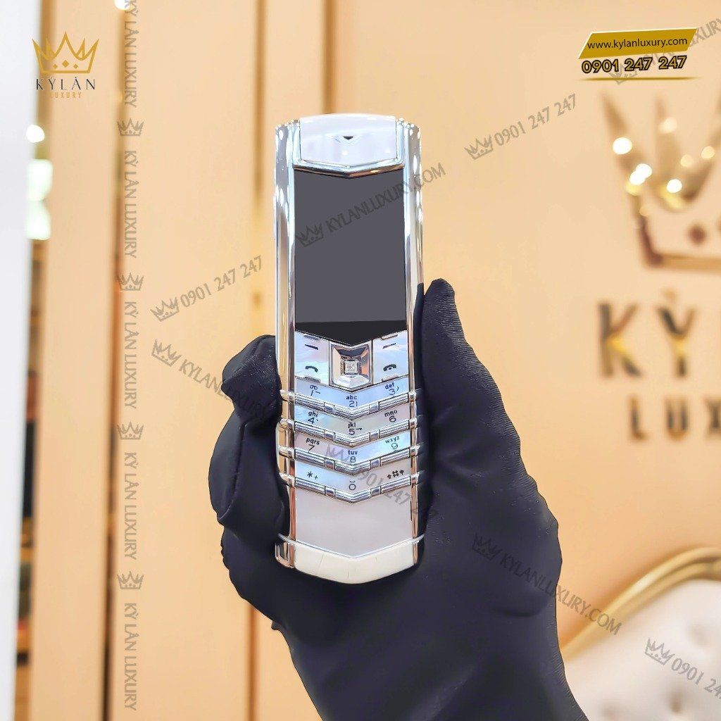 Kỳ Lân Luxury dien thoai vertu signature s white mother of pearl alligator 4 4 Điện thoại Vertu Signature S White Mother Of Pearl Alligator