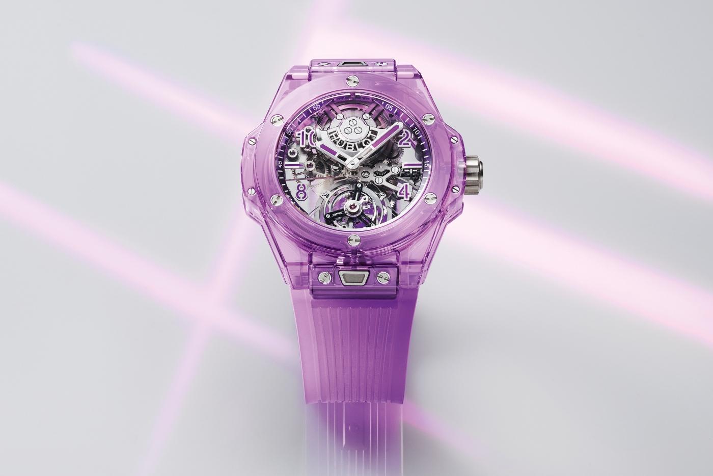 Kỳ Lân Luxury do ng ho big bang mp 11 power reserve 14 day sapphire 45mm11 Đồng hồ Big Bang Tourbillon Automatic Purple Sapphire 44mm