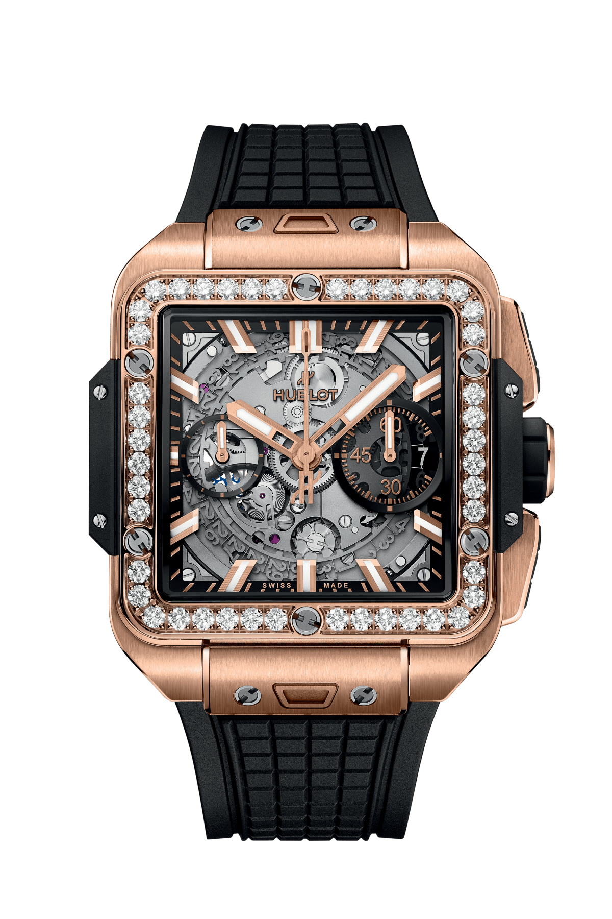 Kỳ Lân Luxury do ng ho hublot square bang unico king diamons gold1 Đồng hồ Hublot Square Bang Unico King Diamons Gold