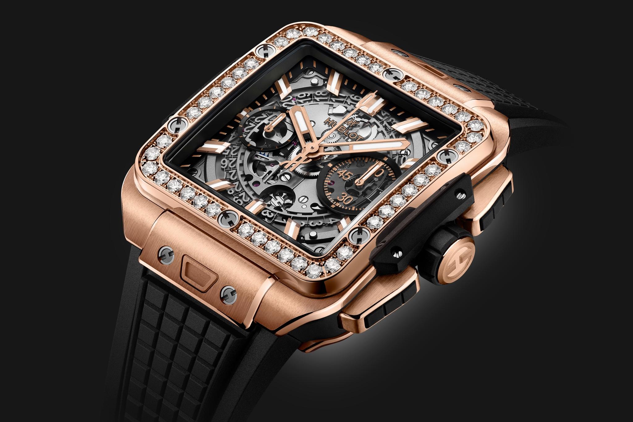 Đồng hồ Hublot Square Bang Unico King Diamons Gold