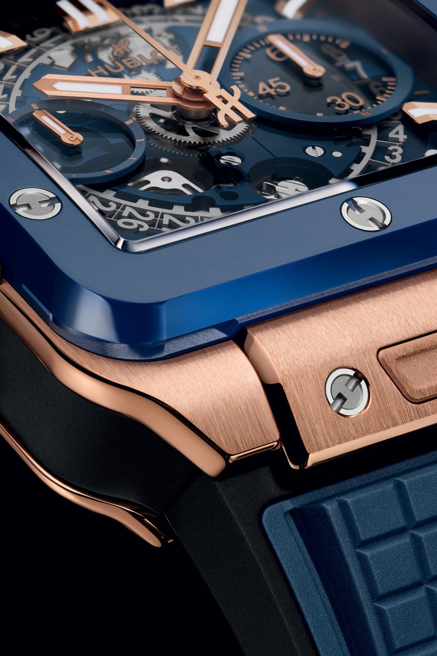 Đồng hồ Hublot Square Bang Unico King Gold Blue Ceramic