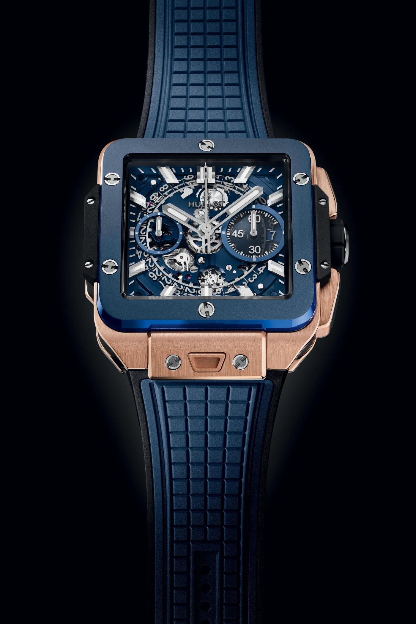 Đồng hồ Hublot Square Bang Unico King Gold Blue Ceramic