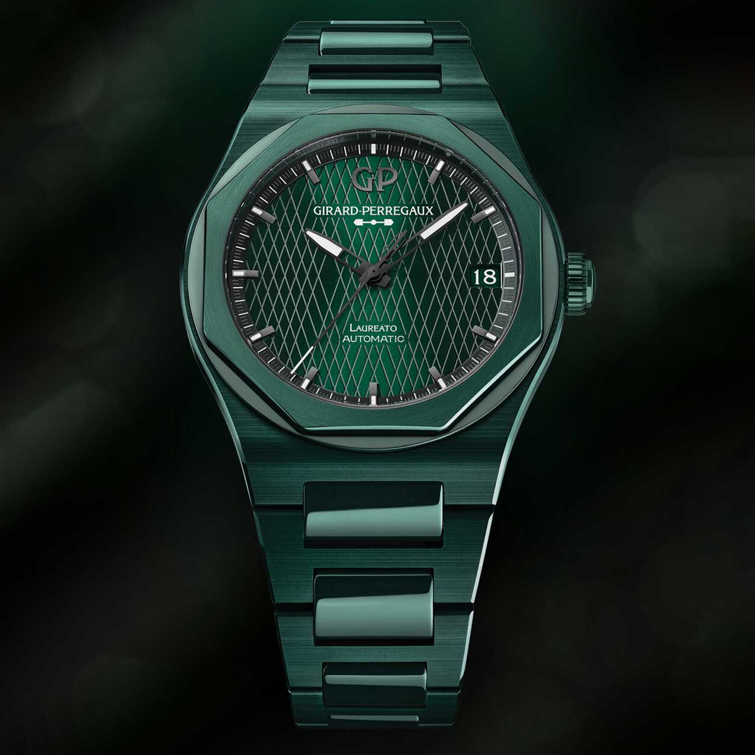 Kỳ Lân Luxury dong ho aston martin gom xanh girard perregaux laureato 5 Đồng hồ Aston Martin gốm xanh Girard-Perregaux Laureato