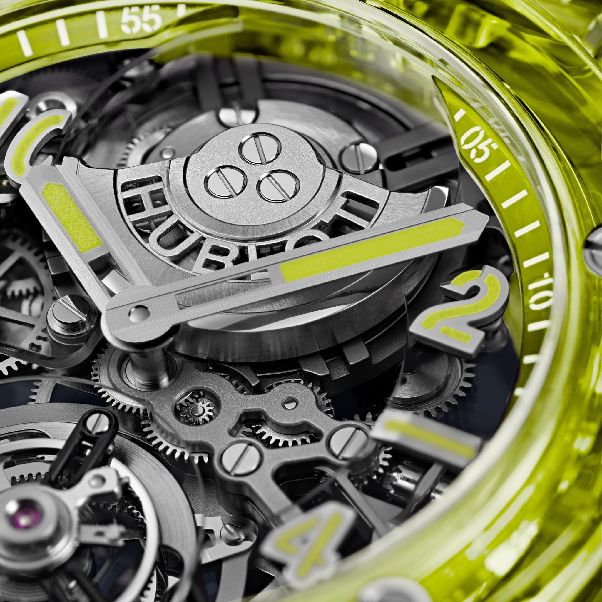 Đồng hồ Big Bang Hublot Tourbillon Automatic Yellow Neon Saxem 44mm