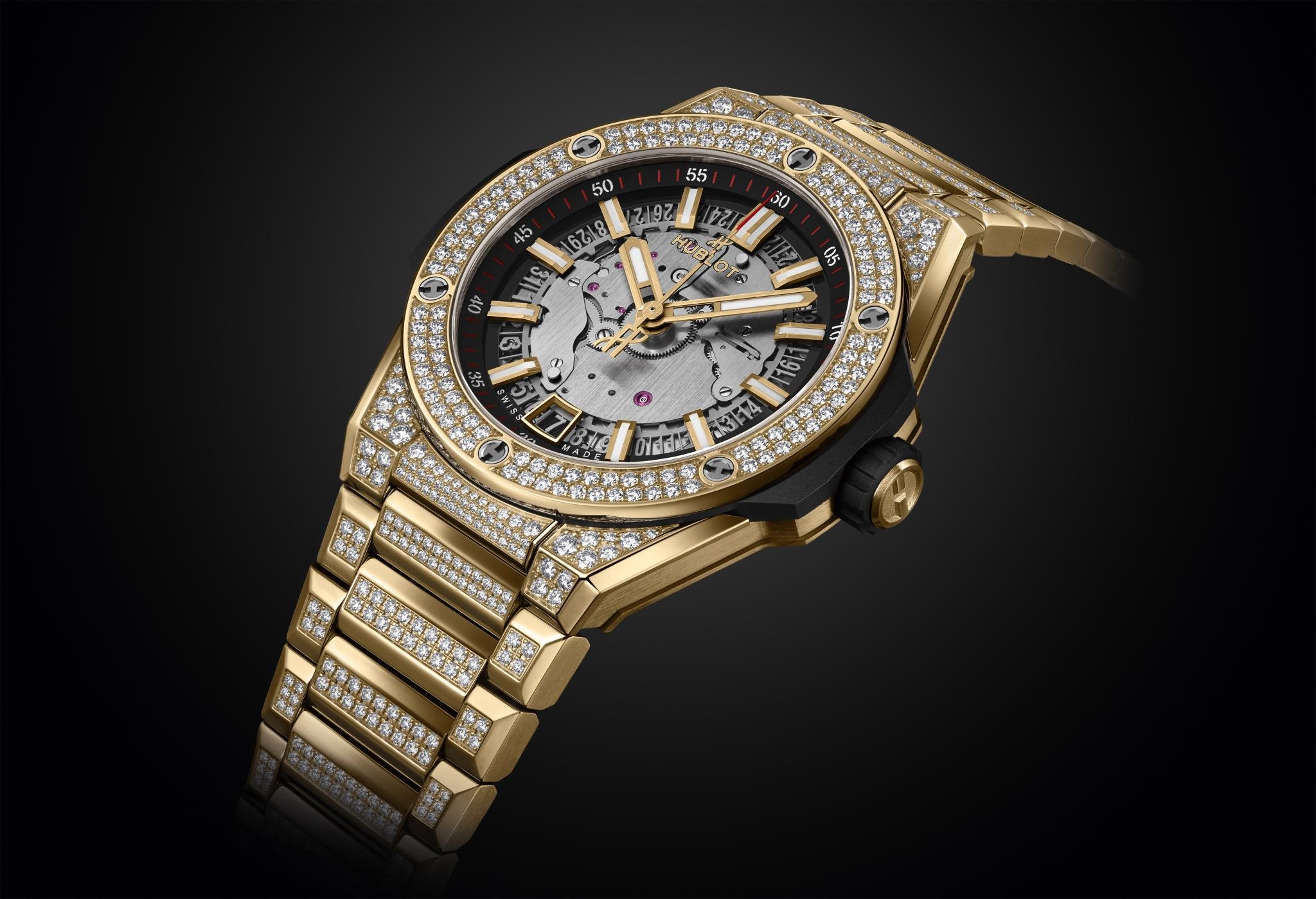 Kỳ Lân Luxury dong ho hublot big bang integrated time only yellow gold pave 1 Đồng hồ Hublot Big Bang Integrated Time Only Yellow Gold Pave