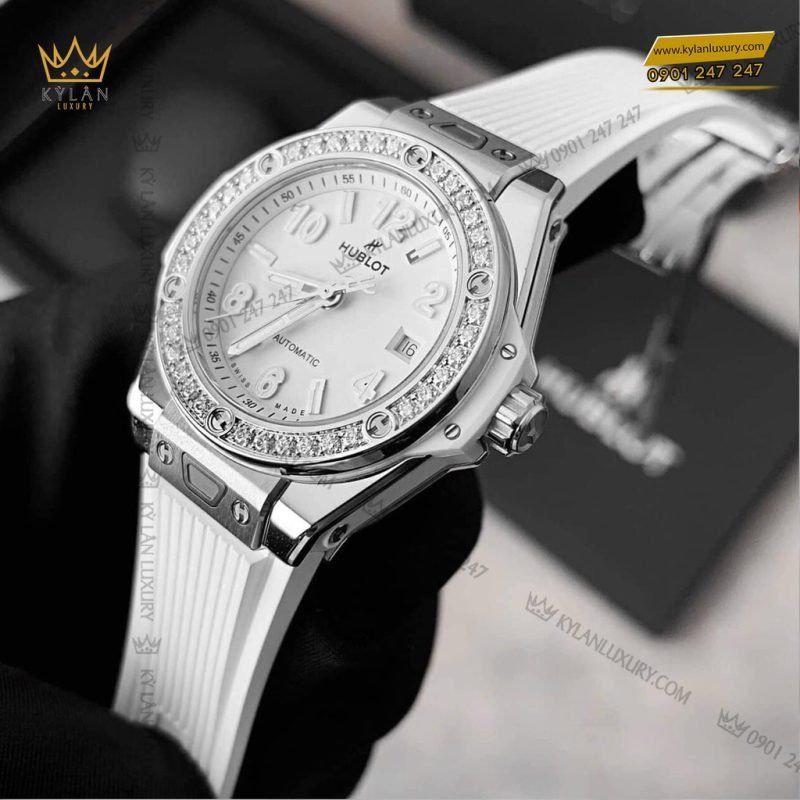 Kỳ Lân Luxury dong ho hublot big bang one click steel white diamonds 33mm 485 se 2010 rw 3 1 Đồng hồ Hublot Big Bang One Click Steel White Diamonds 33mm 485.SE.2010.RW.1204