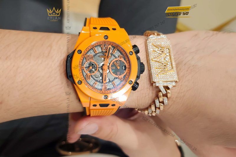 Kỳ Lân Luxury dong ho hublot big bang unico orange ceramic 42mm 441 cu 5910 11 scaled 1 Đồng hồ Hublot Big Bang Unico Orange Ceramic 42mm