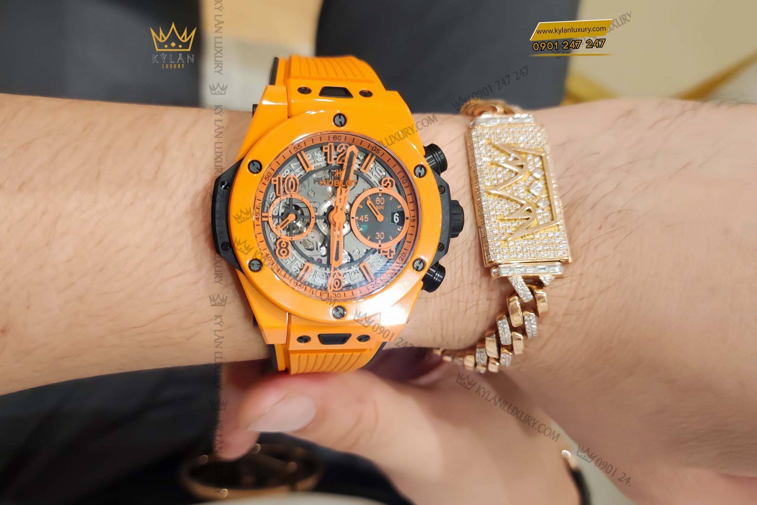 Kỳ Lân Luxury dong ho hublot big bang unico orange ceramic 42mm 441 cu 5910 11 scaled Đồng hồ Hublot Big Bang Unico Orange Ceramic 42mm