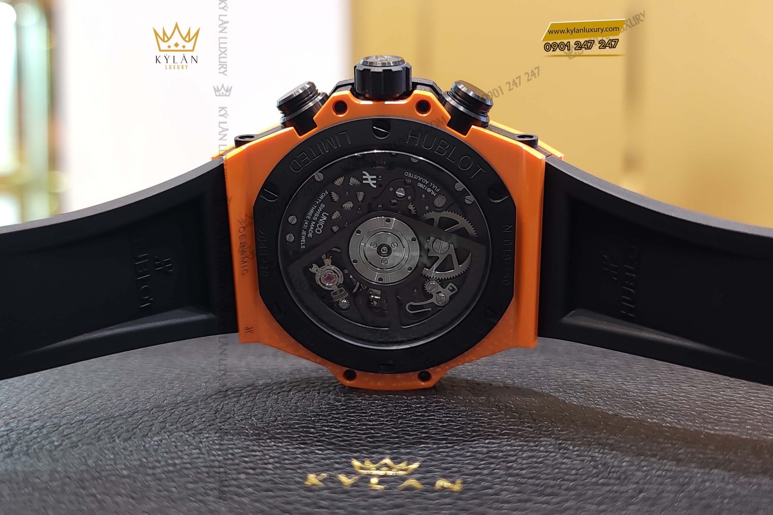 Kỳ Lân Luxury dong ho hublot big bang unico orange ceramic 42mm 441 cu 5910 14 scaled Đồng hồ Hublot Big Bang Unico Orange Ceramic 42mm