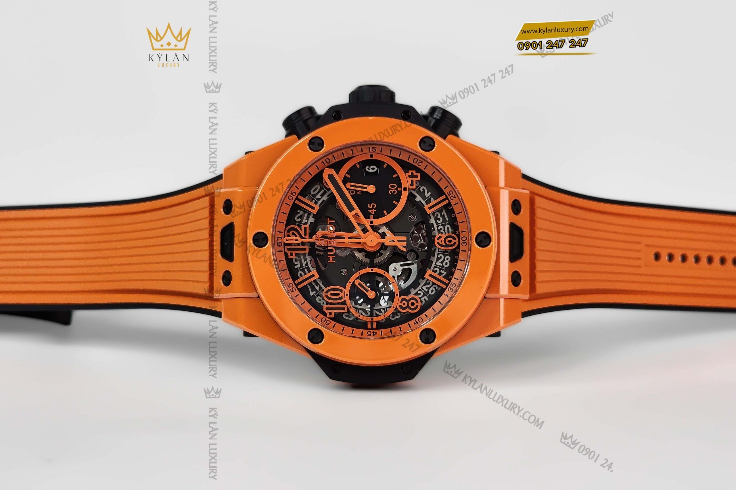 Kỳ Lân Luxury dong ho hublot big bang unico orange ceramic 42mm 441 cu 5910 15 1 scaled Đồng hồ Hublot Big Bang Unico Orange Ceramic 42mm