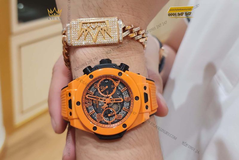 Kỳ Lân Luxury dong ho hublot big bang unico orange ceramic 42mm 441 cu 5910 8 1 1 Đồng hồ Hublot Big Bang Unico Orange Ceramic 42mm