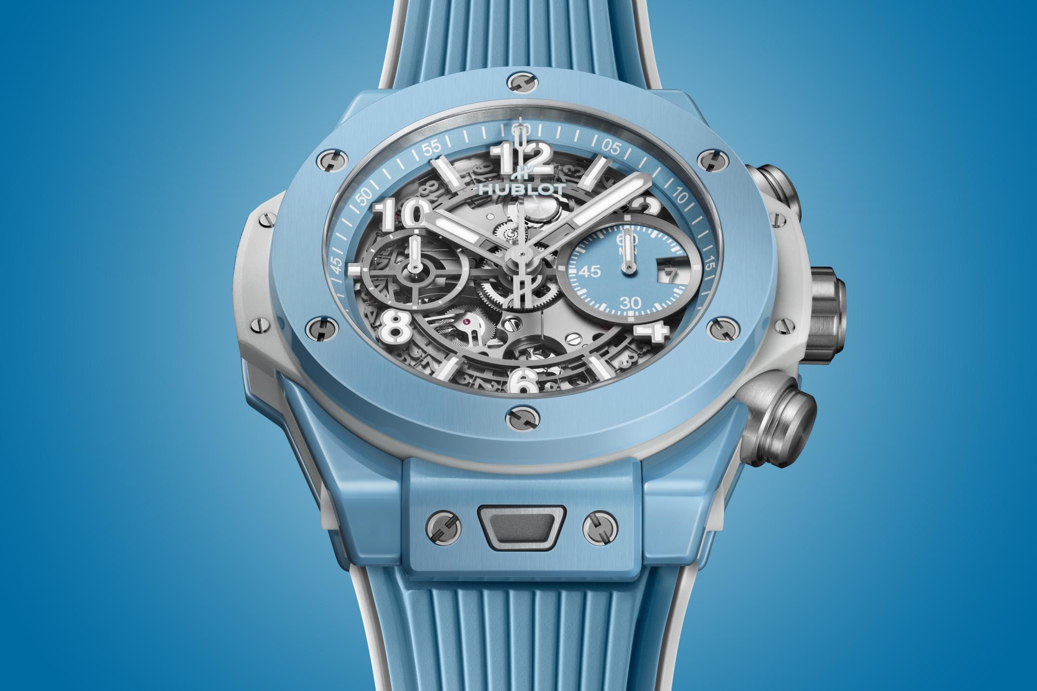 Kỳ Lân Luxury dong ho hublot big bang unico sky blue 42mm 1 Đồng hồ Hublot Big Bang Unico Sky Blue 42mm