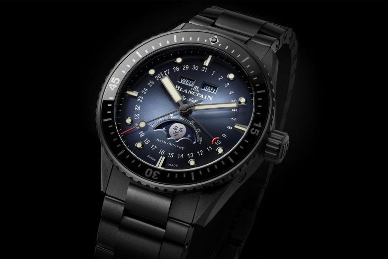 Kỳ Lân Luxury dong ho lan blancpain bathyscaphe quantieme complet phases de lune kylan 2 Đồng hồ lặn Blancpain bằng gốm Fifty Fathoms