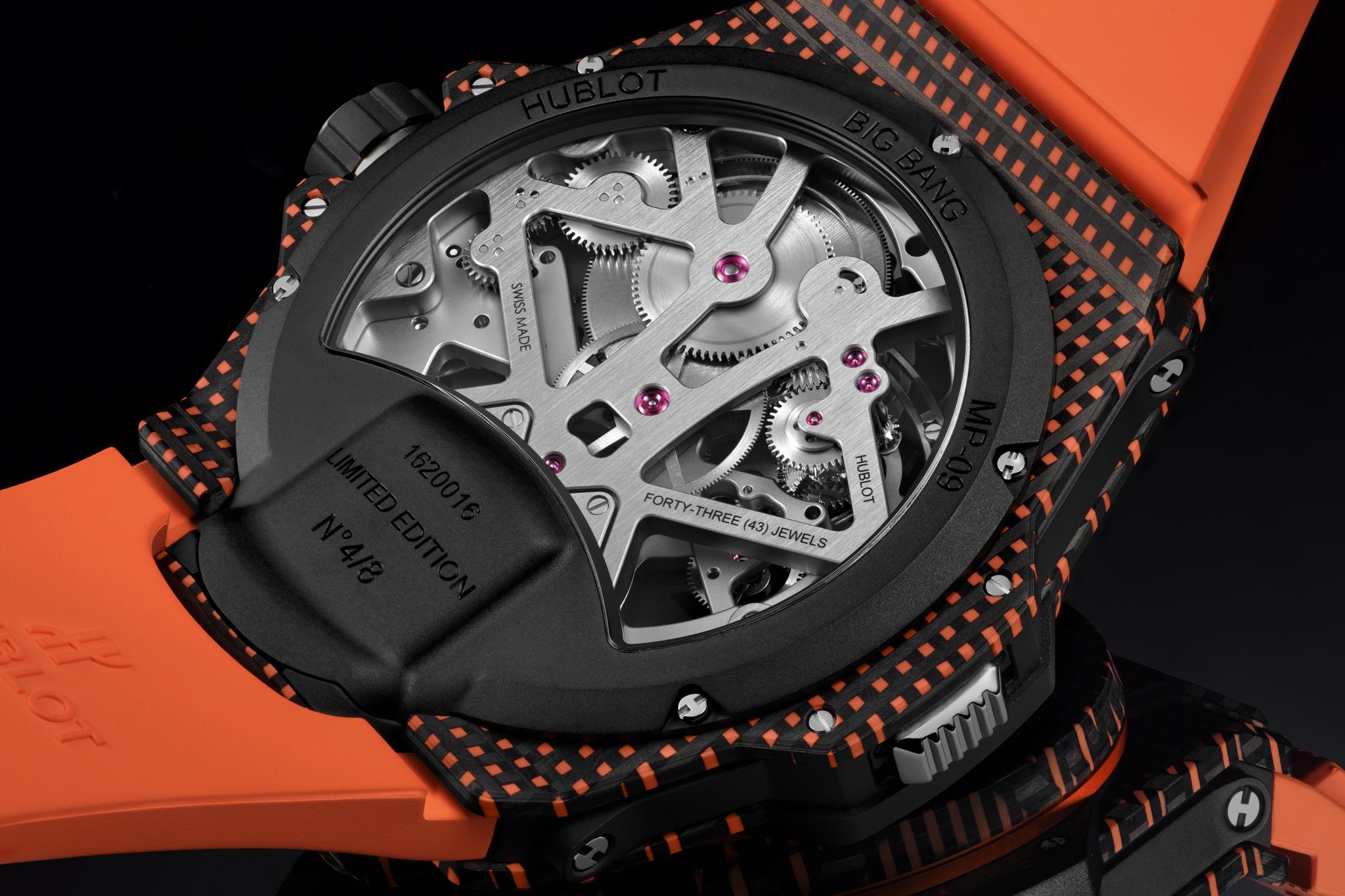 Đồng hồ MP-09 Hublot Tourbillon Bi-Axis Oranger 3D Carbon