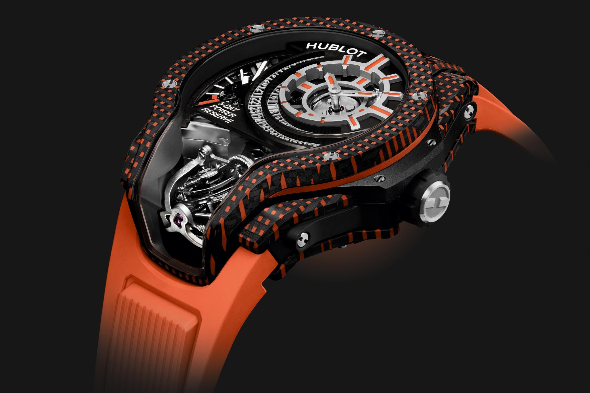 Đồng hồ MP-09 Hublot Tourbillon Bi-Axis Oranger 3D Carbon