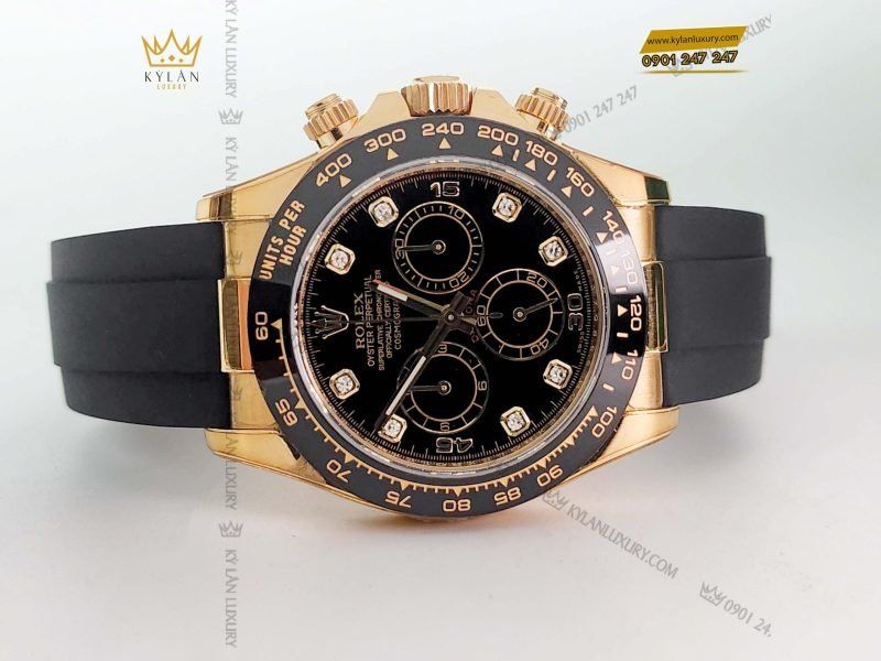 Đồng hồ Rolex Cosmograph Daytona 116518LN mặt số đen, cọc số kim cương