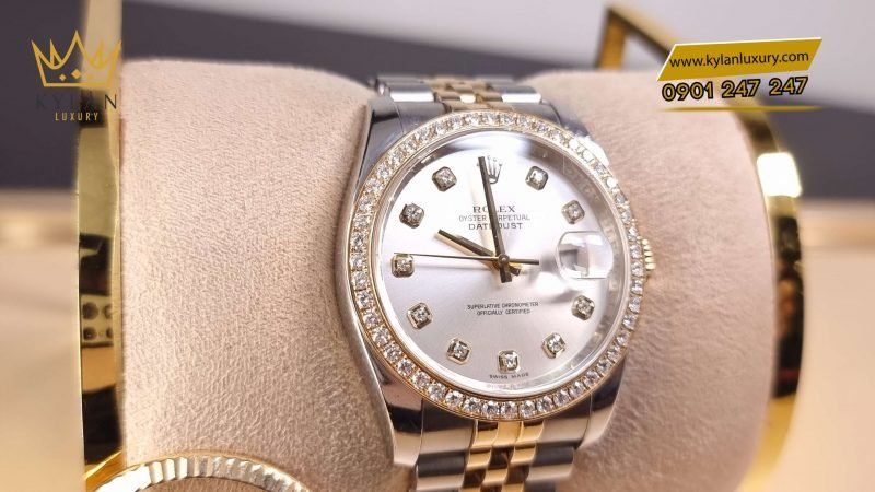 Kỳ Lân Luxury dong ho rolex datejust 116233 vien kim cuong 4 scaled 1 Đồng hồ Rolex Datejust 116233 viền kim cương