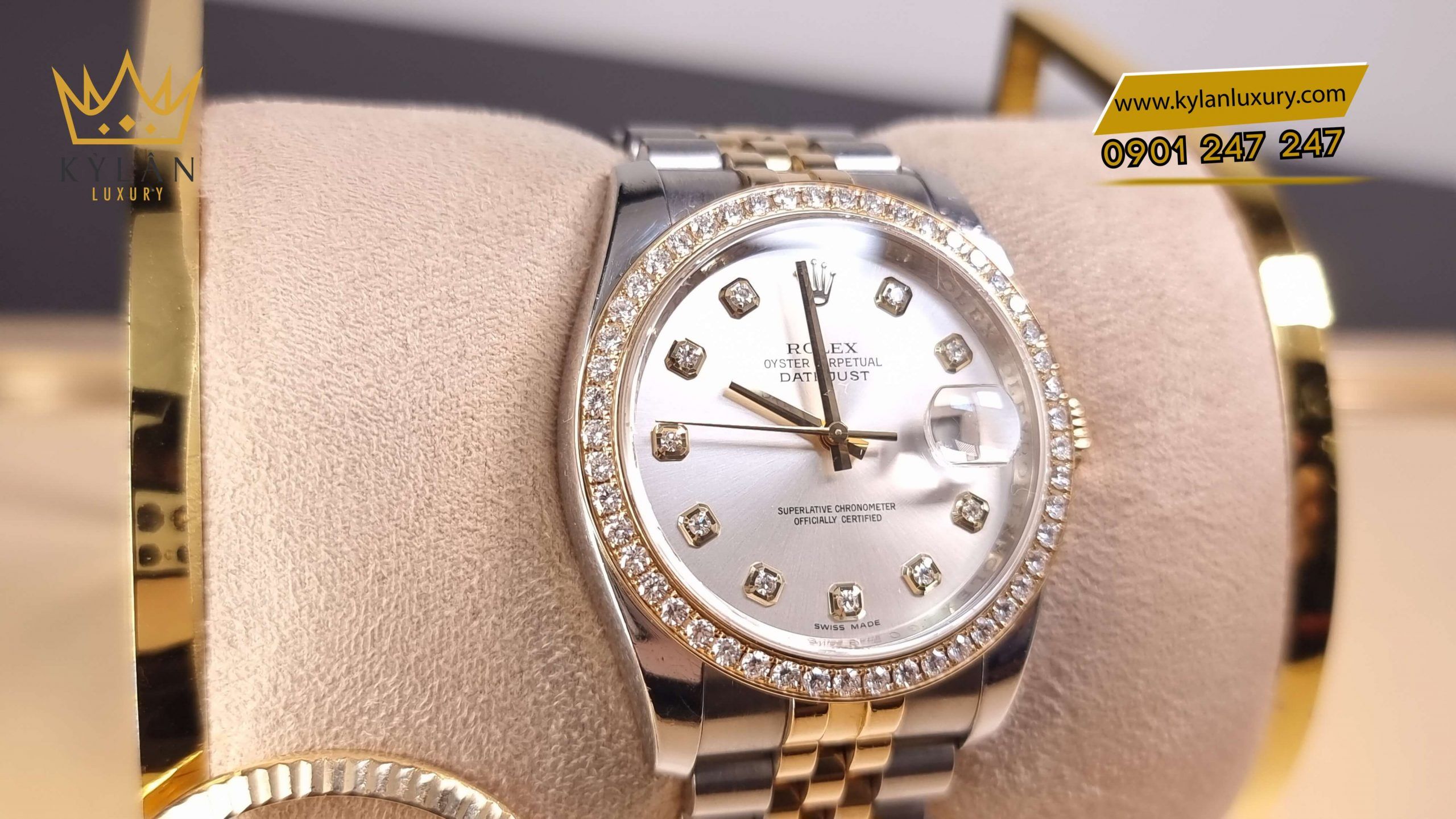 Kỳ Lân Luxury dong ho rolex datejust 116233 vien kim cuong 4 scaled Đồng hồ Rolex Datejust 116233 viền kim cương