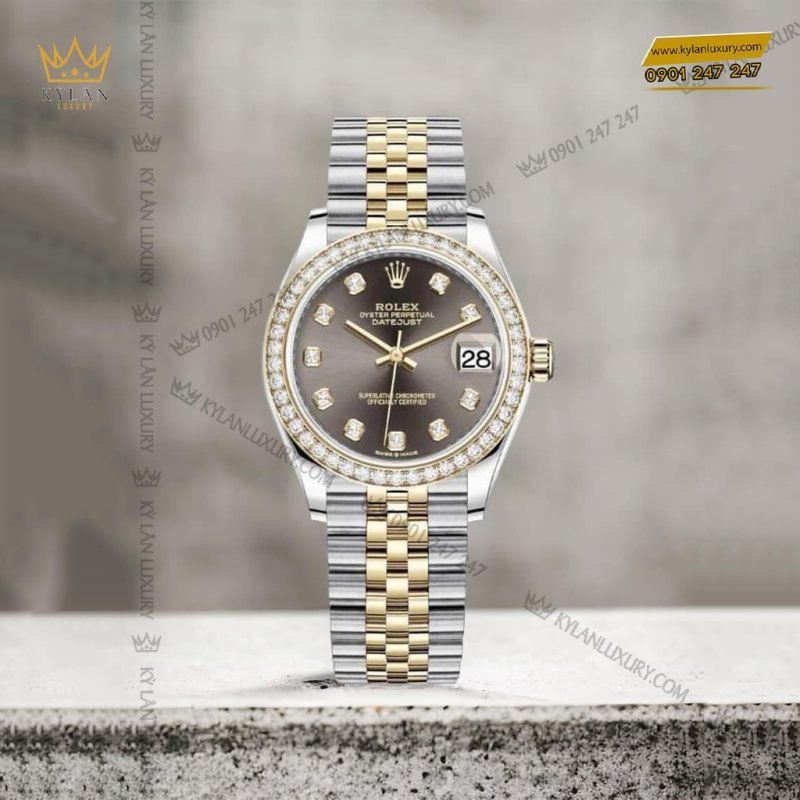 Kỳ Lân Luxury dong ho rolex datejust 31 278383rbr 0022 mat so xam den nam kim cuong 3 1 1 Đồng hồ Rolex Datejust 31 278383RBR-0022 mặt số xám đen, nạm kim cương