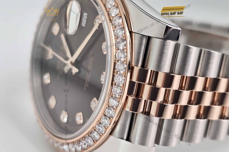 Kỳ Lân Luxury dong ho rolex datejust 41 126331 mat chocolate vanh bezel custom kim cuong 17 scaled 1 Đồng hồ Rolex Datejust 41 126331 mặt Chocolate vành bezel custom kim cương