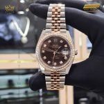 Kỳ Lân Luxury dong ho rolex datejust 41 126331 mat chocolate vanh bezel custom kim cuong 9 scaled 1 Đồng hồ Rolex Datejust 41 126331 mặt Chocolate vành bezel custom kim cương