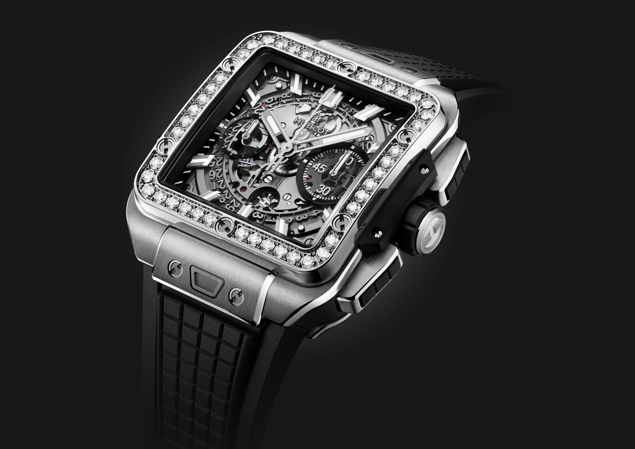 Kỳ Lân Luxury dong ho square bang hublot unico titanium diamonds 42mm 4 Đồng hồ Square Bang Hublot Unico Titanium Diamonds
