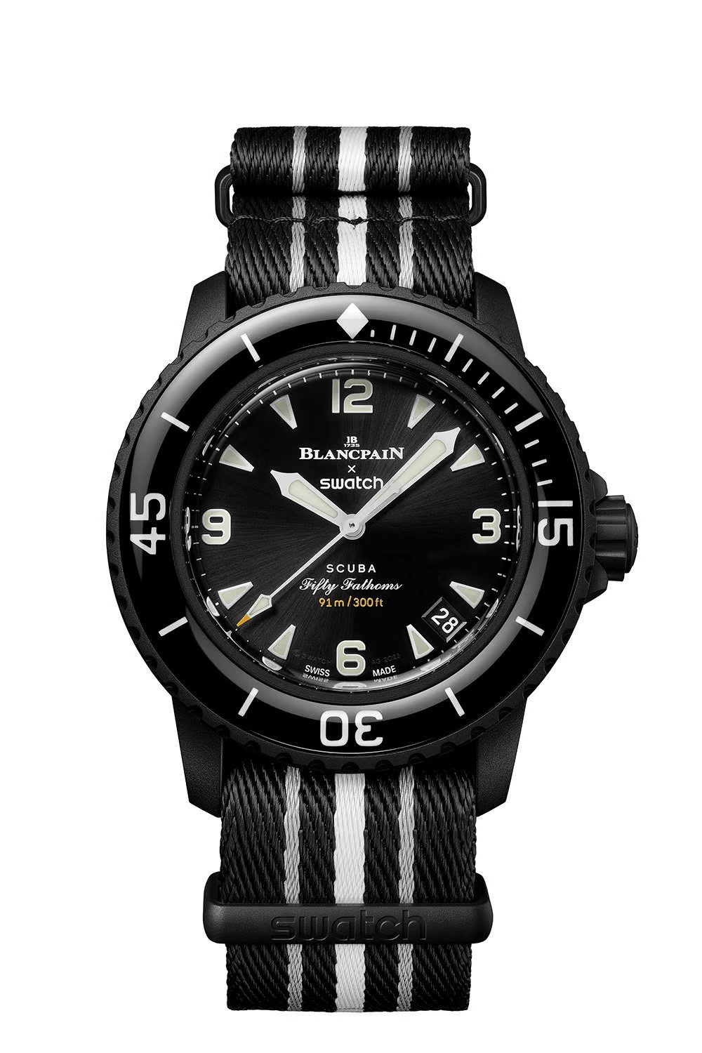 Kỳ Lân Luxury dong ho swatch x blancpain bioceramic scuba fifty fathoms ocean of storms kylan 4 Đồng hồ Swatch x Blancpain Bioceramic Scuba Fifty Fathoms Ocean of Storms