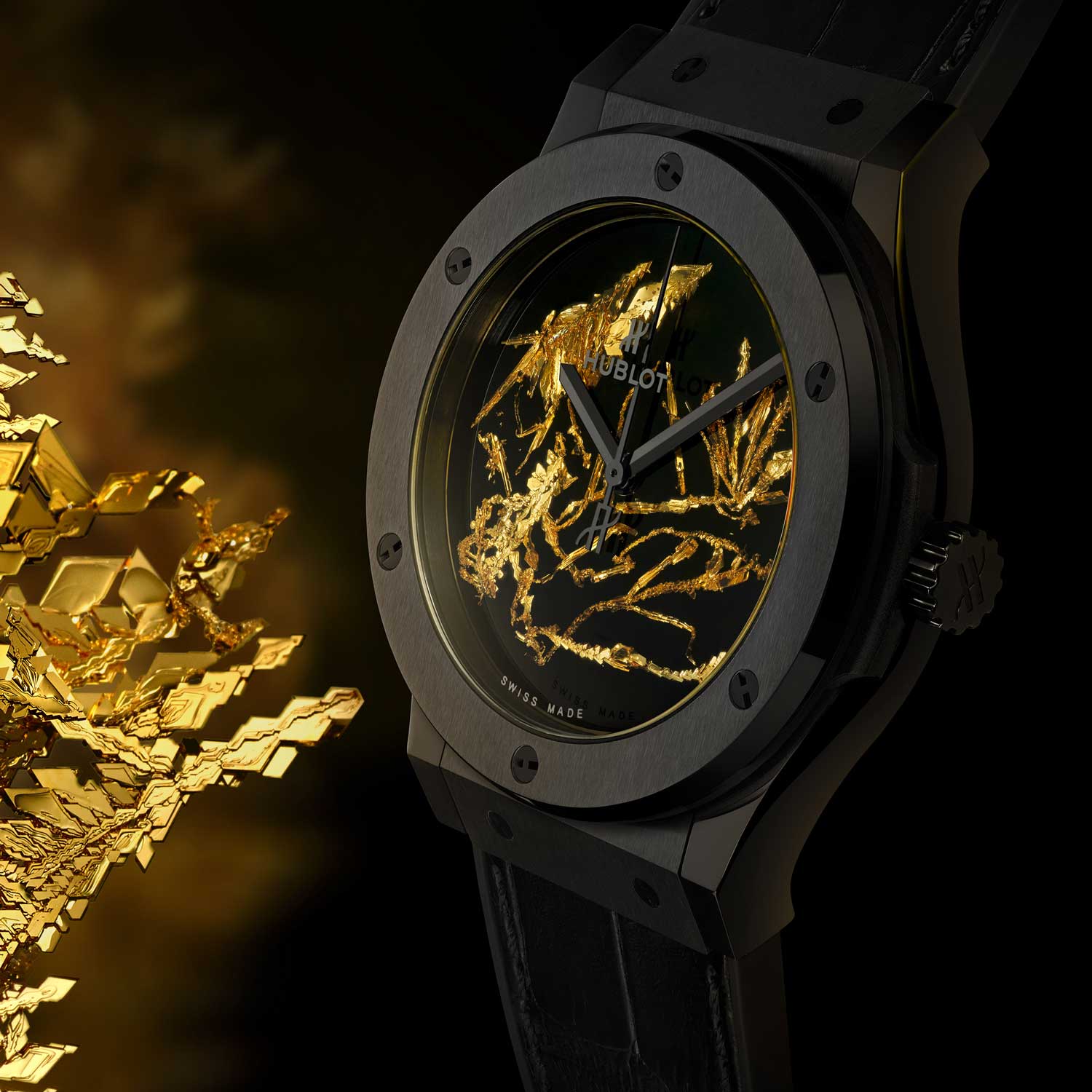 Đồng hồ tinh thể vàng Hublot Classic Fusion Gold Crystal