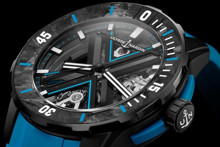 Kỳ Lân Luxury dong ho ulysse nardin diver net azure va diver x skeleton azure 3 Đồng hồ Ulysse Nardin Diver Net Azure và Diver X Skeleton Azure