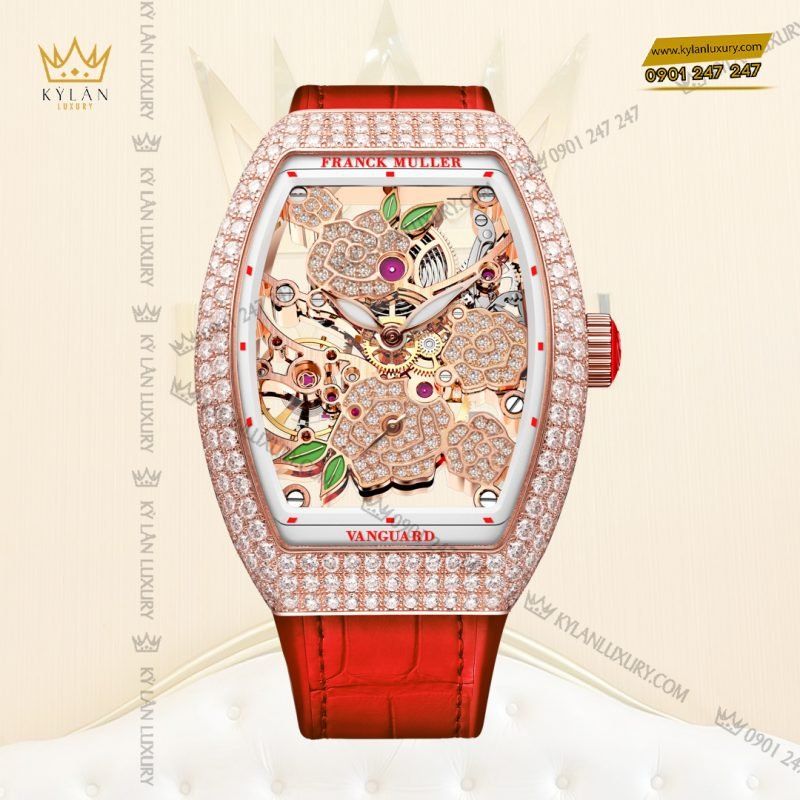 Kỳ Lân Luxury franck muller vanguard rose skeleton 1 2 Đồng hồ Franck Muller Vanguard Rose Skeleton