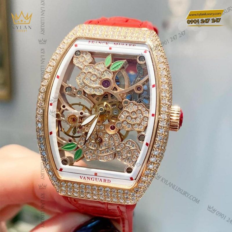 Kỳ Lân Luxury franck muller vanguard rose skeleton 13 1 Đồng hồ Franck Muller Vanguard Rose Skeleton