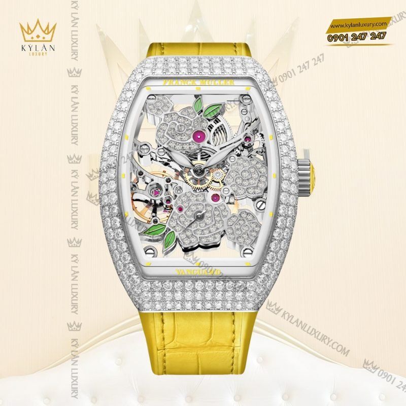 Kỳ Lân Luxury franck muller vanguard rose skeleton 21 1 1 Đồng hồ Franck Muller Vanguard Rose Skeleton