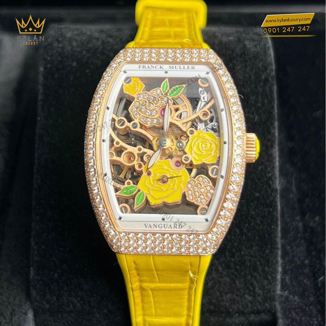 Kỳ Lân Luxury franck muller vanguard rose skeleton 6 Đồng hồ Franck Muller Vanguard Rose Skeleton