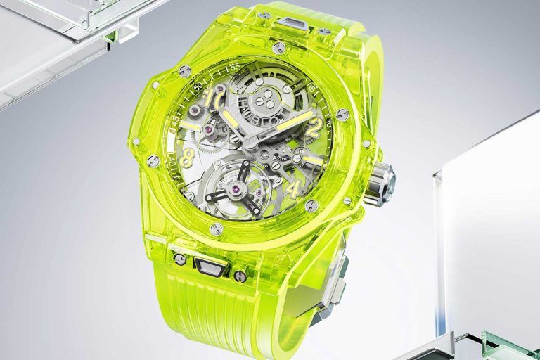 Kỳ Lân Luxury hublot big bang tourbillon saxem neon 1 10336438 2a75 4189 9860 7cdb46123c77 Hublot Big Bang đầy màu sắc cho năm 2023