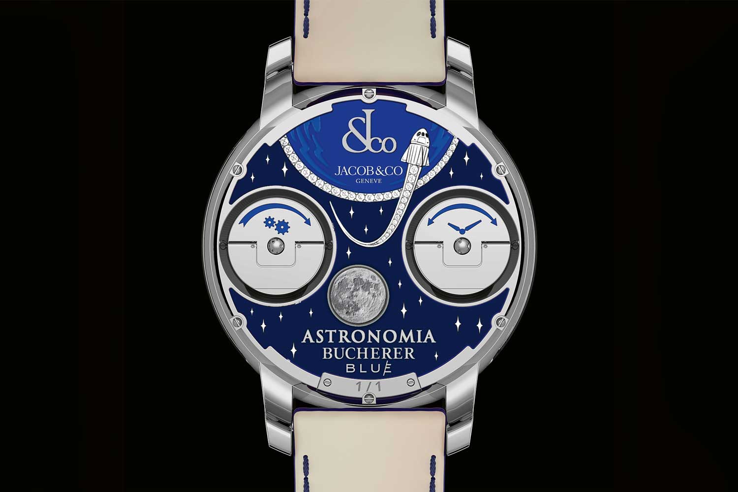 Đồng hồ Jacob & Co. Astronomia Tourbillon và Epic X Black Titanium Bucherer Blue