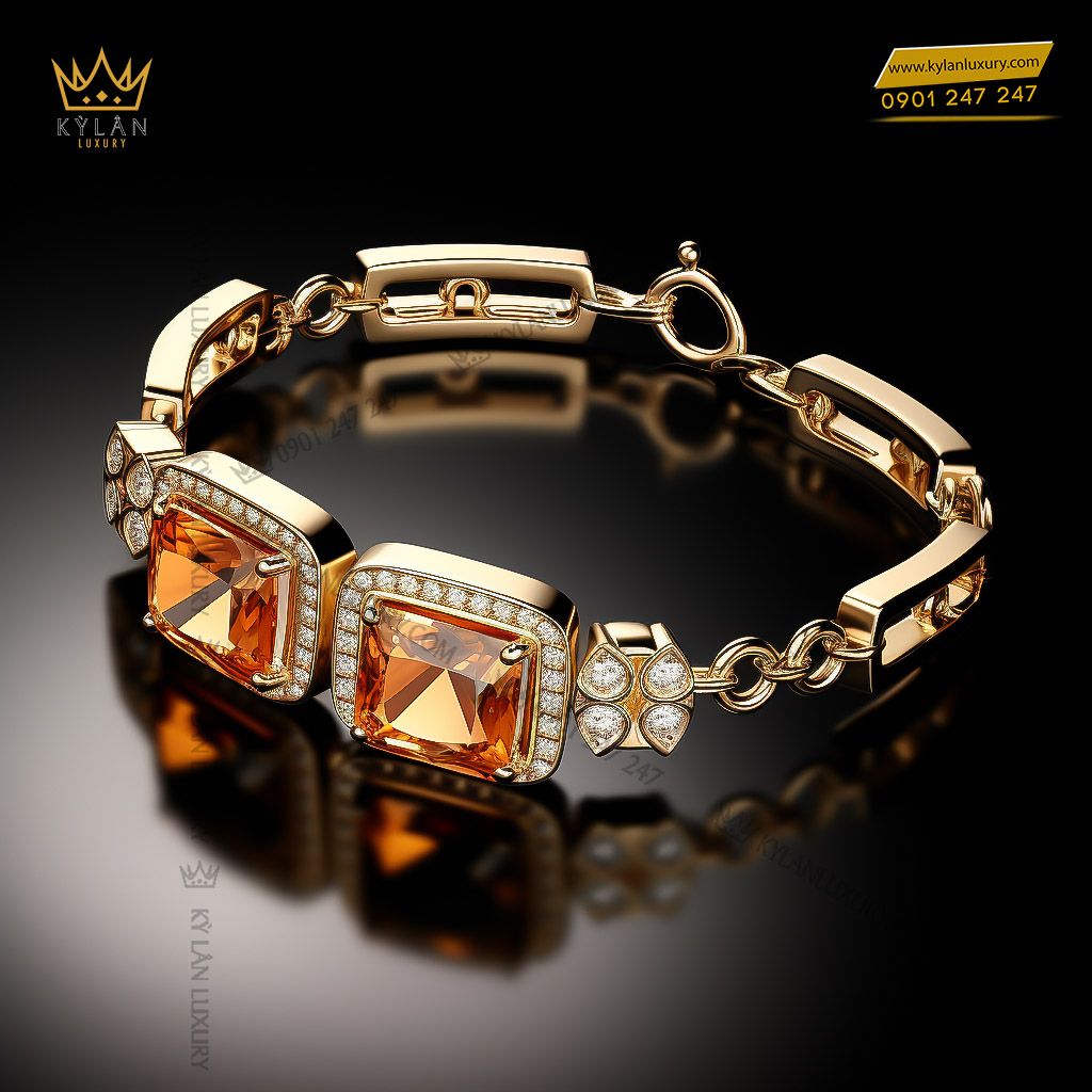 Kỳ Lân Luxury lac tay ivelisse vang nguyen khoi 18k au750 dinh da quy Lắc tay Ivelisse vàng nguyên khối 18k Au750 đính đá quý