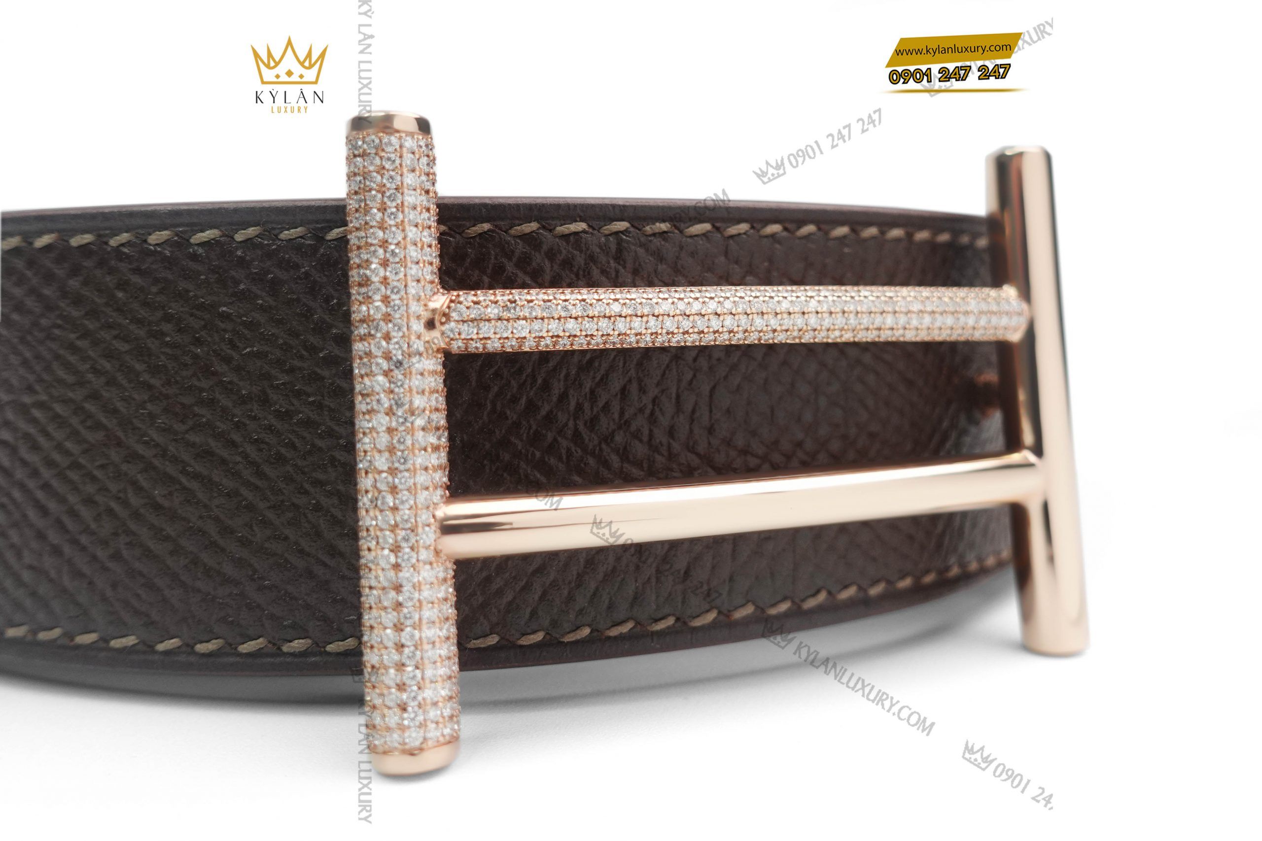 Kỳ Lân Luxury mat lung day nit hermes vang dinh kim cuong 4 1 scaled Mặt Thắt Lưng Chữ H Vàng Nguyên Khối 18k Au750 Đính Kim Cương